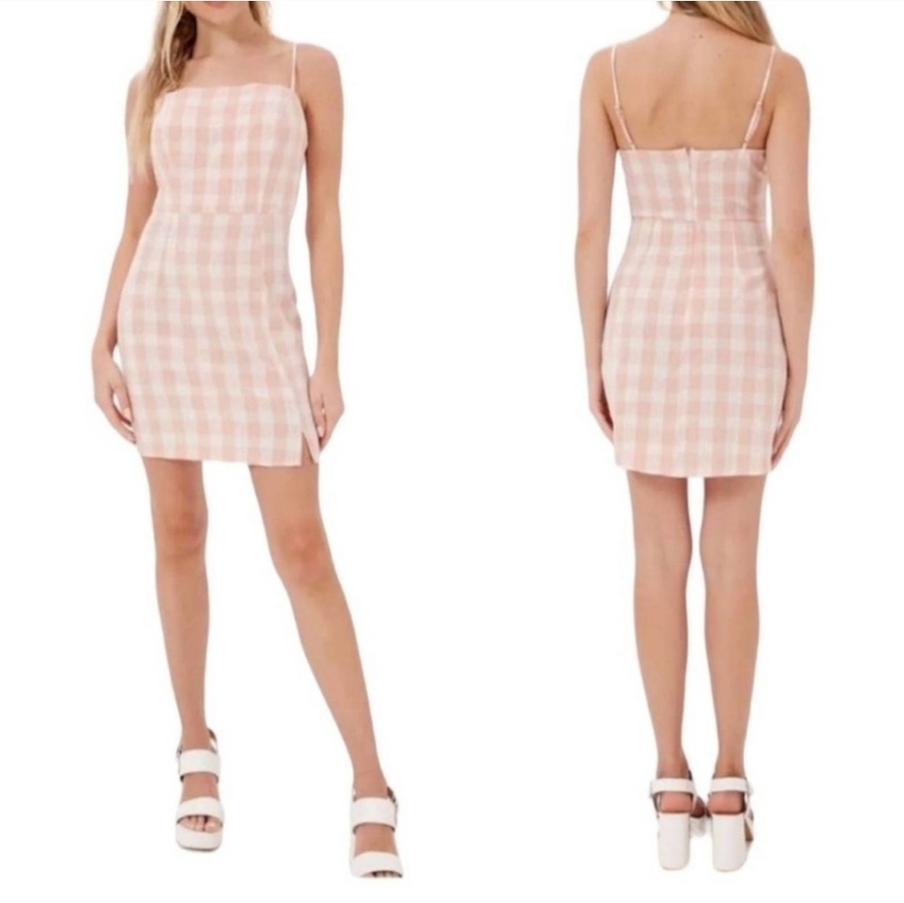 Nordstrom BP. Gingham NWT Mini Sundress Size Large Y2K Vibes Coral White